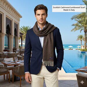 NWOT Scottish Cofield Made Italy Adult Cashmere/Lambswool Scarf Thick Dense Luxu